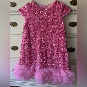 Girls Pink Sequin Party Dress